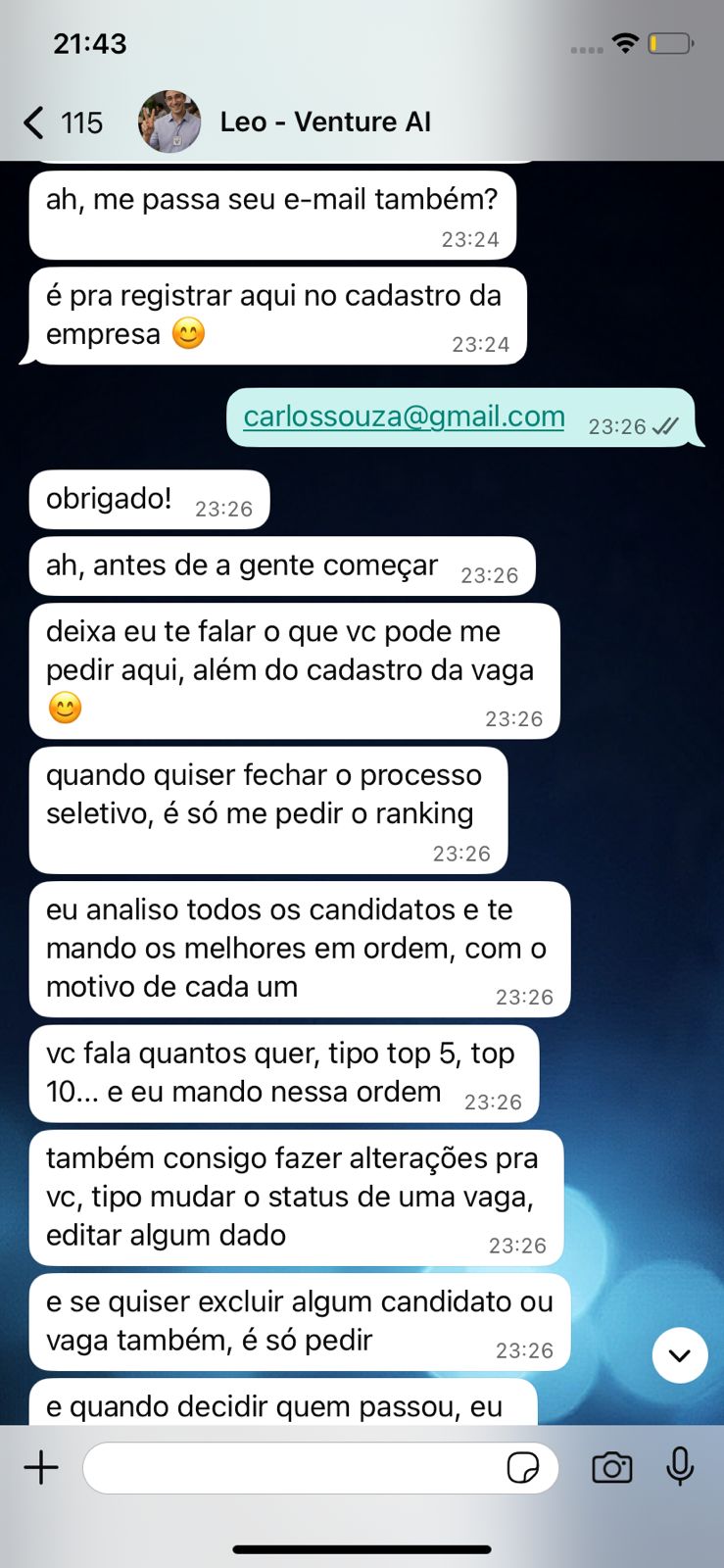 Recrutador — funcionalidades