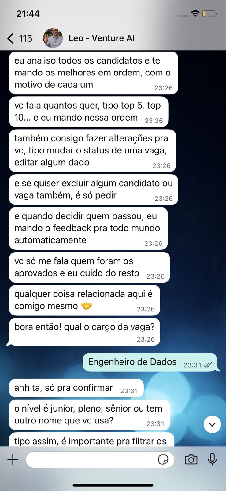 Recrutador — ranking e feedback